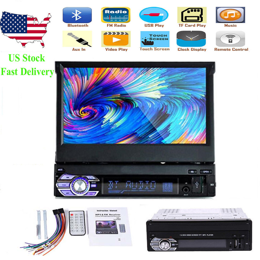 7”1 DIN Car Radio StereoTouch Screen BT USB/SD/AUX/FM MP5 Player Mirror