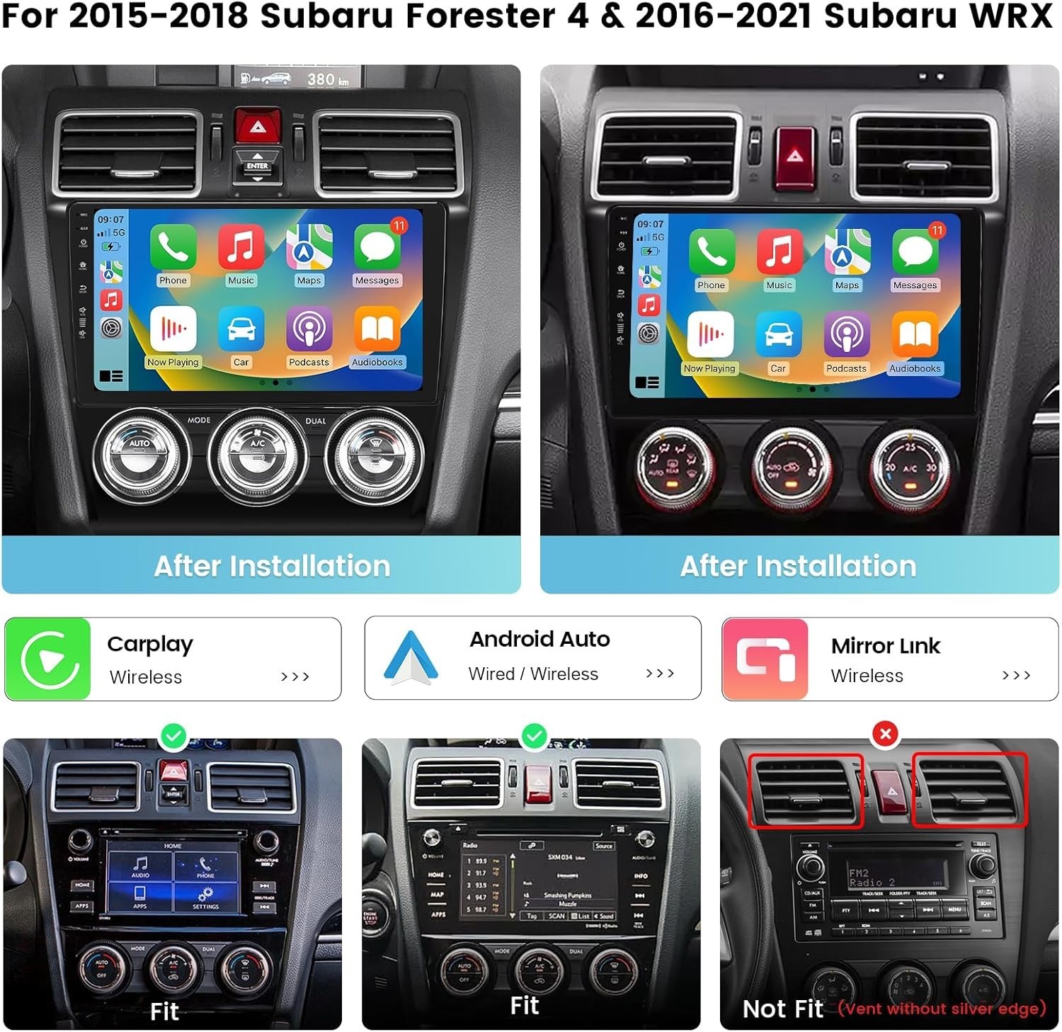 Roadanvi 9″ Car Head Unit for Subaru Forester WRX 2015-2021 Navigation Radio GPS