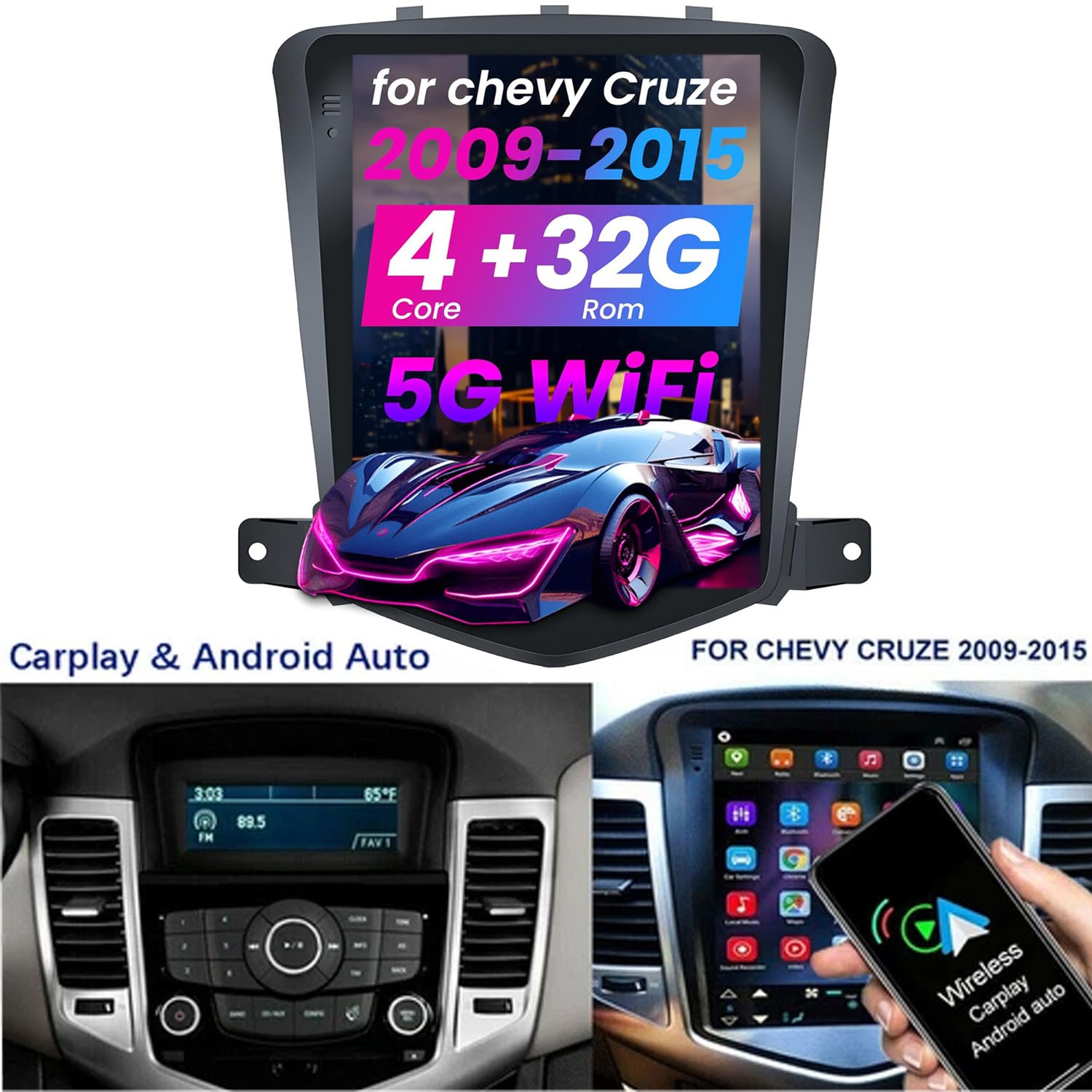 4Core 2G 64GB Android Upgrade Car Radio for Chevrolet Chevy Cruze 2009-2015