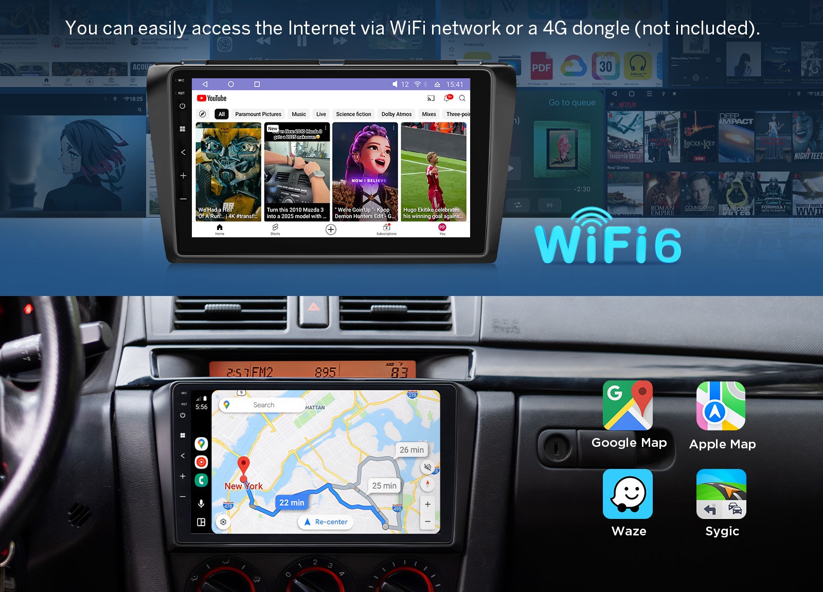 Eonon M3BKX7S Android 14 8Core 9″ CarPlay Car Stereo Radio for Mazda 3 2004-2009