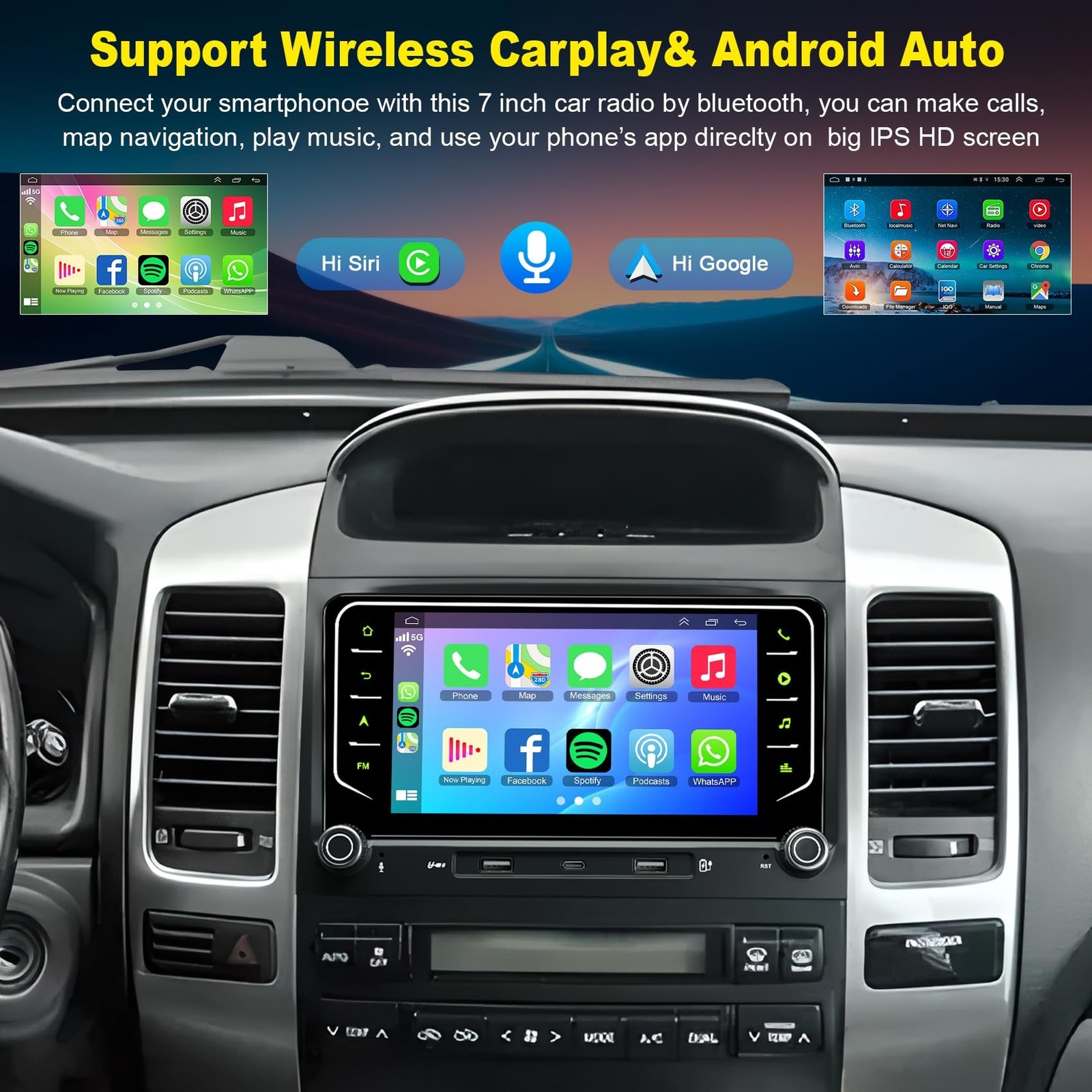 Android 15 4G+64G Car Radio for Toyota Land Cruiser Lexus GX 2002-2009, Suppo…
