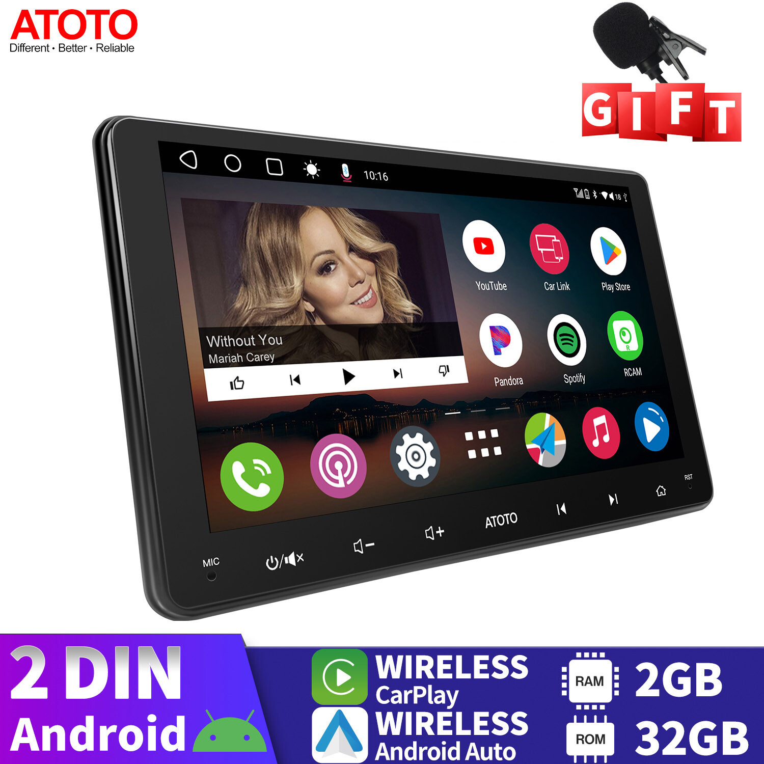 ATOTO 9IN A6PF 2DIN Car Stereo GPS Track Head Unit Wireless Android Auto&CarPlay
