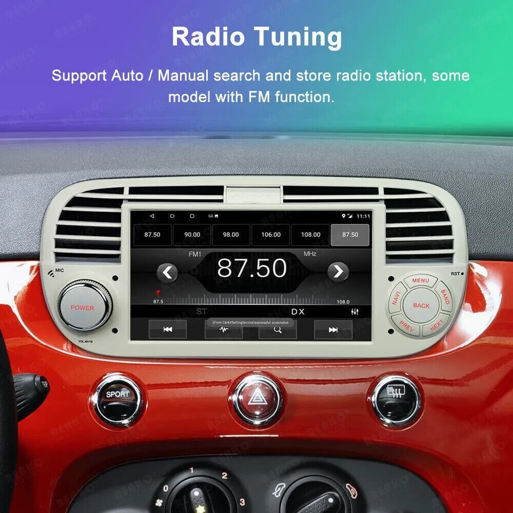 7″ Touch Screen Car Stereo Radio Auto Android Carplay GPS For Fiat 500 2007-2015