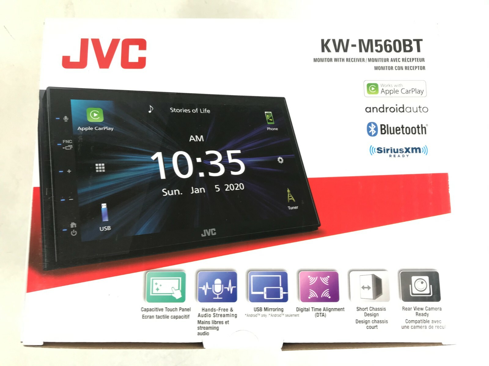 JVC KW-M560BT Bluetooth Multimedia Apple CarPlay Android Auto Pandora USB Mirror