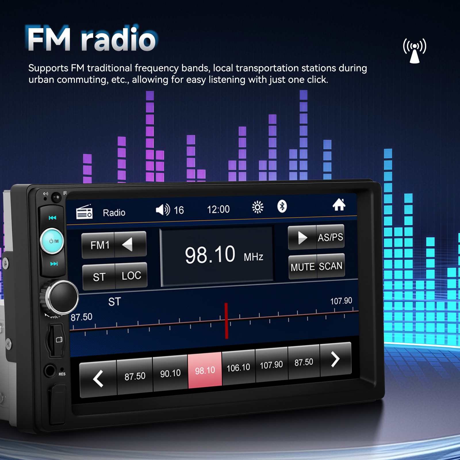 F710C 7inch Touch Screen Stereo Single 2Din Radio Car Apple/Android Carplay GPS