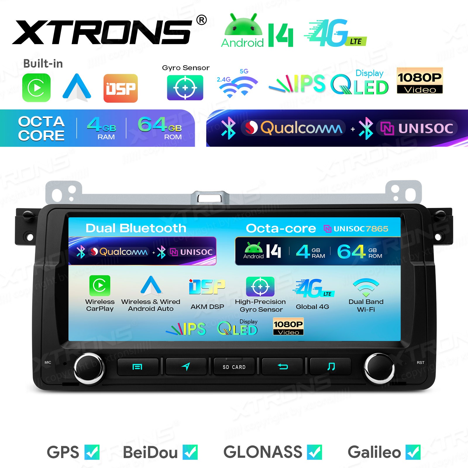 8.8 Inch Android 14 Car Radio AKM DSP for BMW 3 Series E46 CarPlay 4+64G Dual BT