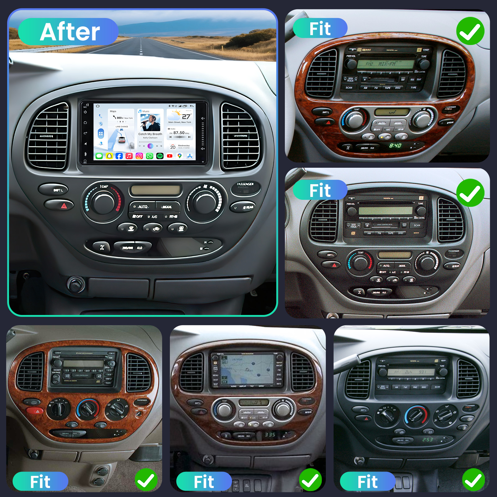 For Toyota 2000-2006 Tundra 01-07 Sequoia CarPlay Android 13 Car Radio GPS WiFi