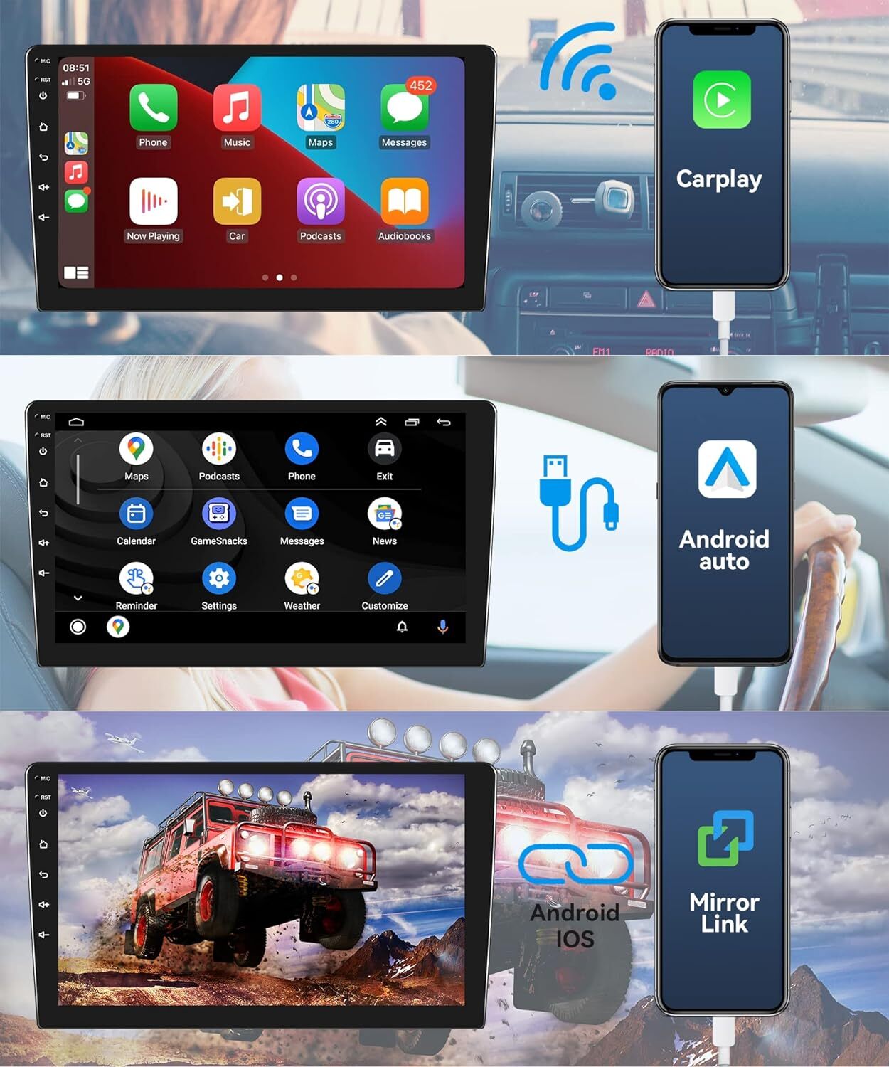 ANDROID 13 CAR STEREO GPS FOR NISSAN NAVARA 2015-2018 APPLE CARPLAY GPS 2GB+64GB