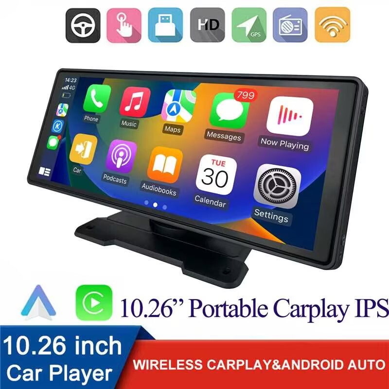 Portable Carplay Screen for Car 10.26″ Wireless Carplay Car Stereo Android Auto