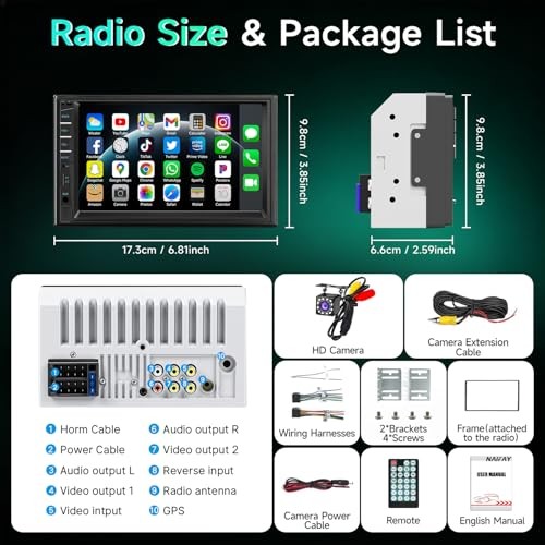 Car Stereo Double Din Radio with Bluetooth, Car Car MP5 Player(No CarPlay)