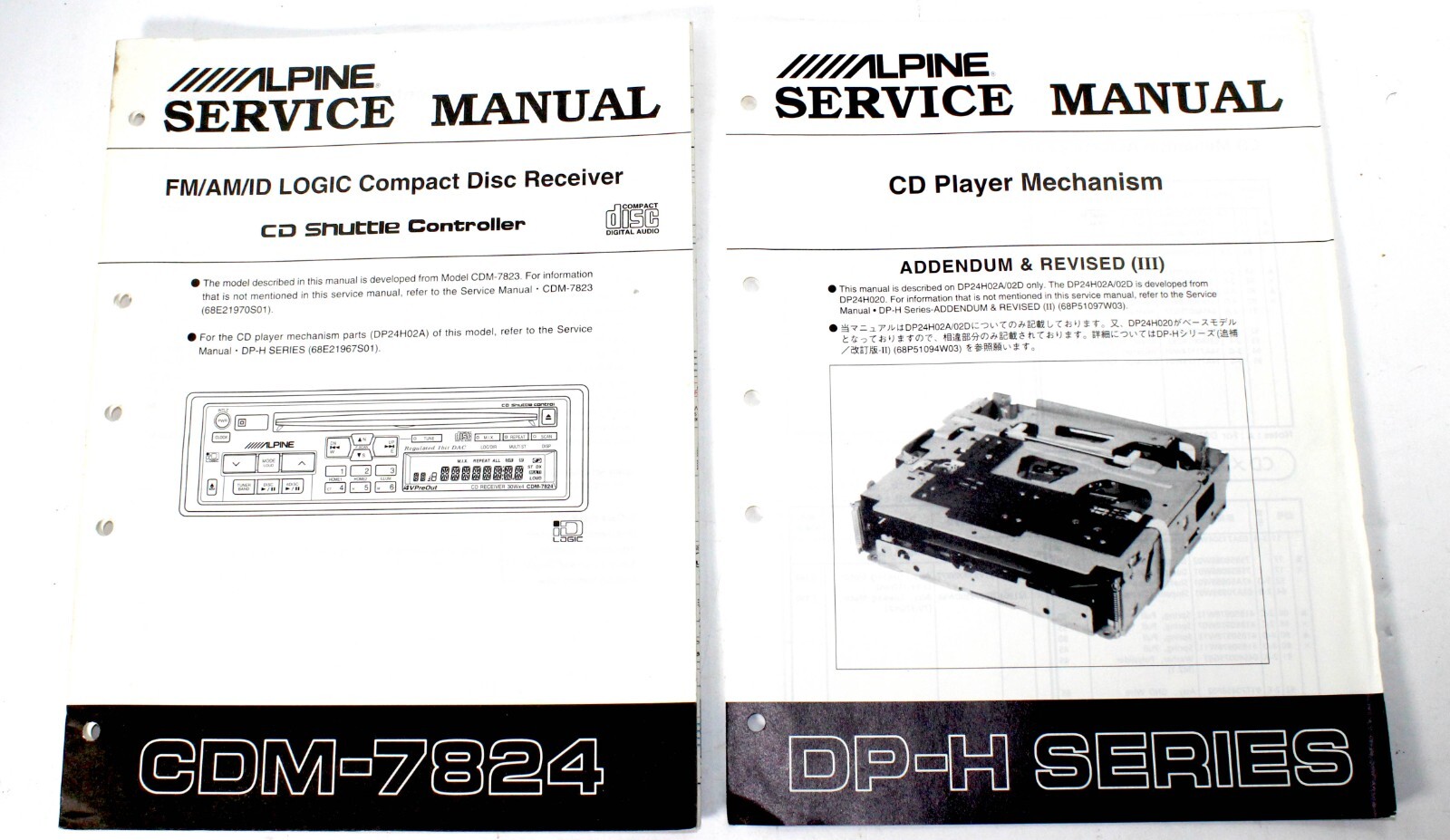 ALPINE CDM-7824 FM/AM/ID LOGIC COMPACK DISC RECEIVER SERVICE MANUAL w/DP-H SERIE