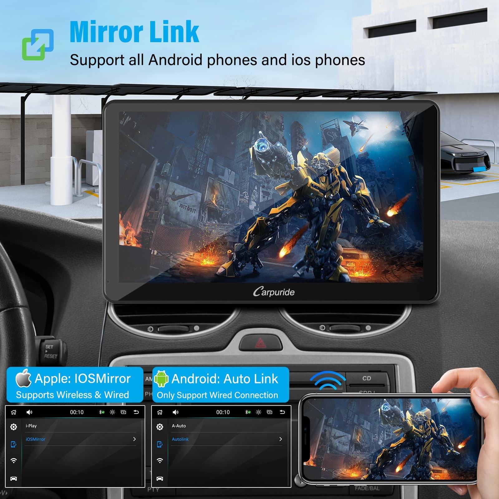 Carpuride 10.1″ Wireless CarPlay Android Auto IPS Touch Screen Stereo 2024