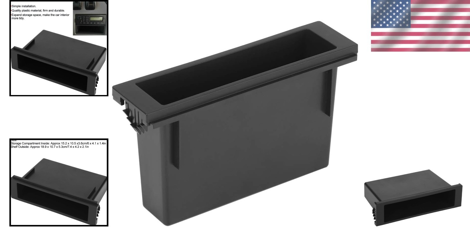 Single DIN Pocket Organizer for Car Stereo Radio Installation Kit Black