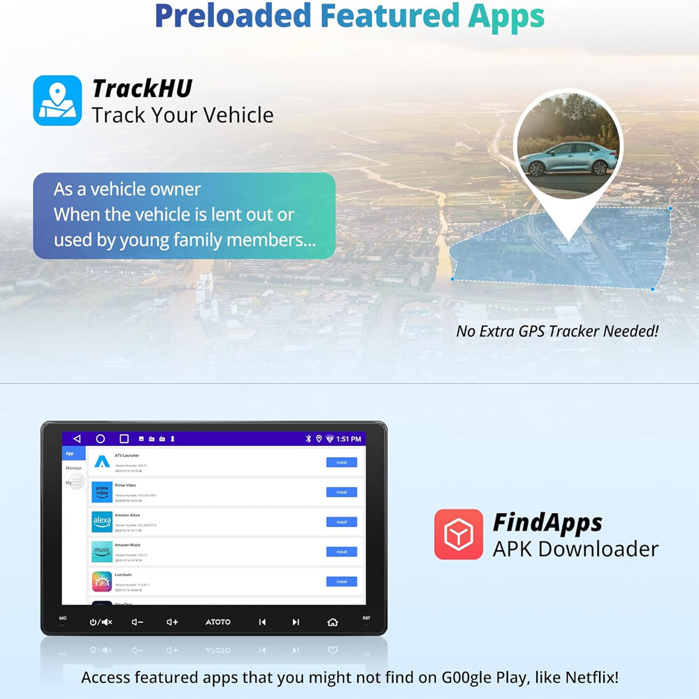 ATOTO F7XE 10″ Floating Screen Car Stereo SiriusXM Wireless Android Auto&CarPlay