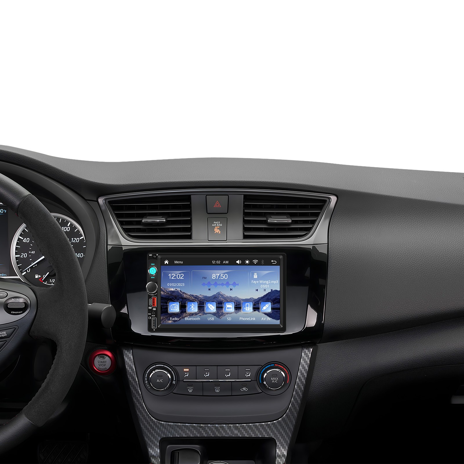 2 Din 7″ Apple Carplay Android Auto Car Stereo Radio Bluetooth Type-C USB Camera