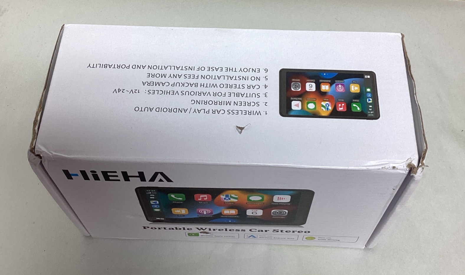 HIEHA portable wireless CarPlay Android Auto Touch Screen Car Radio Stereo