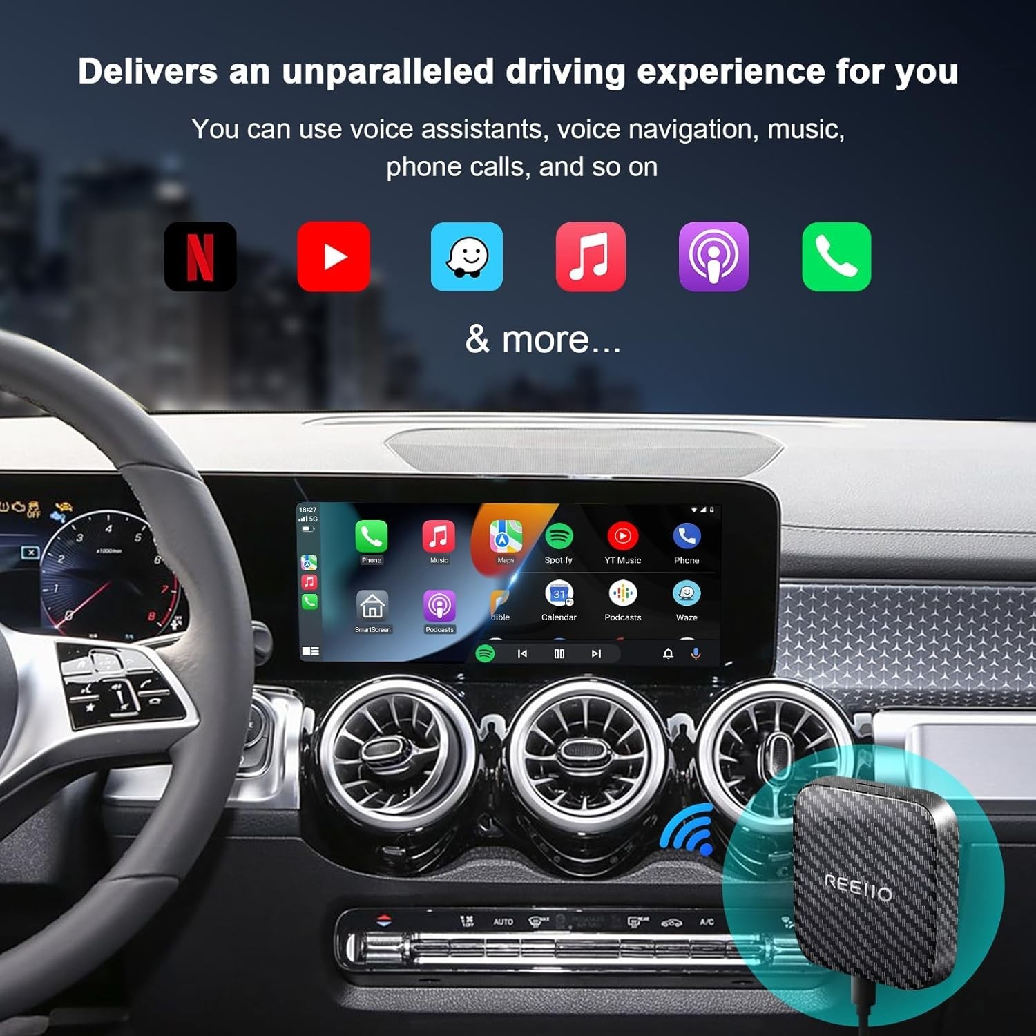 Wireless CarPlayBox with Netflix/YouTube/TF Card Slot Convert Wired CarPlay t…