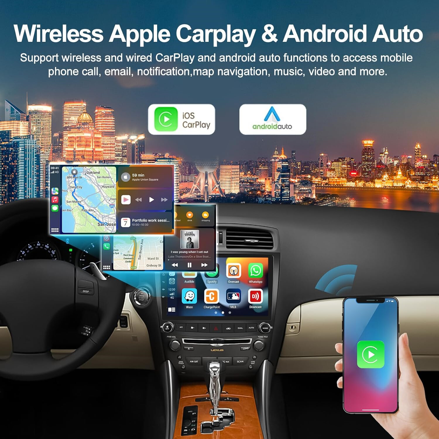 For Lexus IS250 IS350 2006-2012 Android 13 Apple CarPlay Car Stereo Radio GPS BT