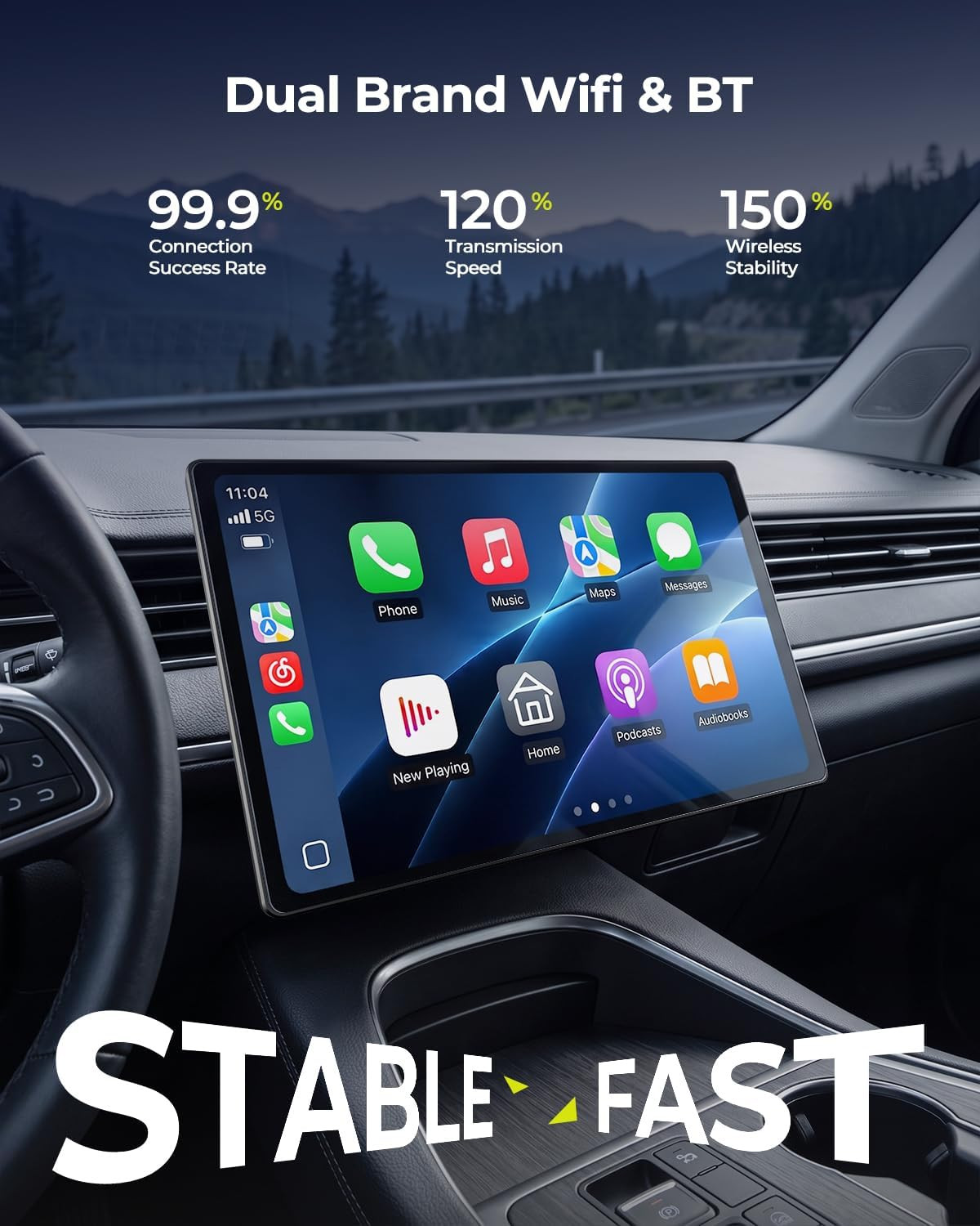 Extra Large 11 Inch Carplay Screen for Car, Built-In Youtube/Tiktok Entertainmen