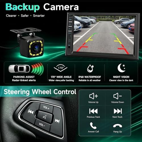 Car Stereo Double Din Radio with Bluetooth, Car Car MP5 Player(No CarPlay)
