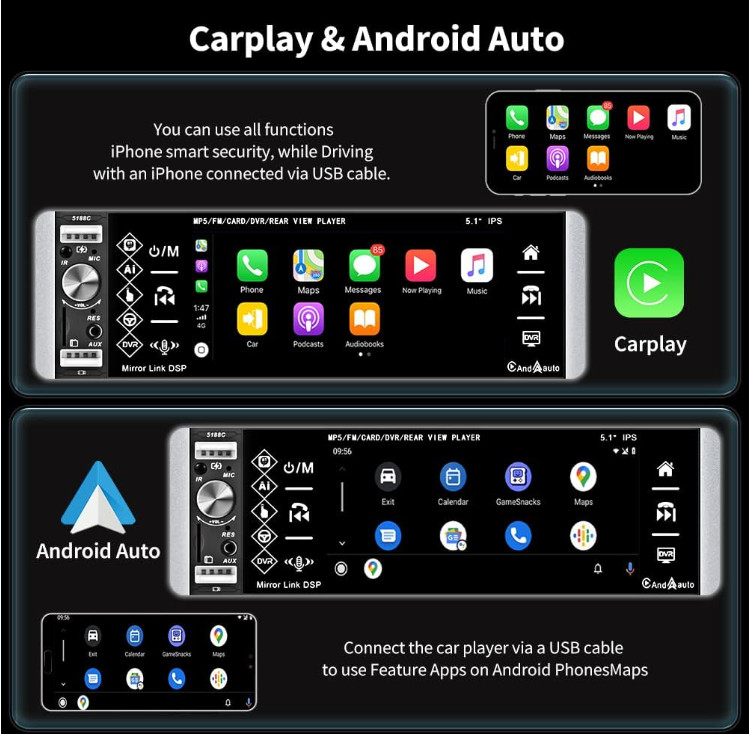 Estereo De Pantalla con Bluetooth Para Coche Carro Auto MP5 Player RCA/AUX/USB/T