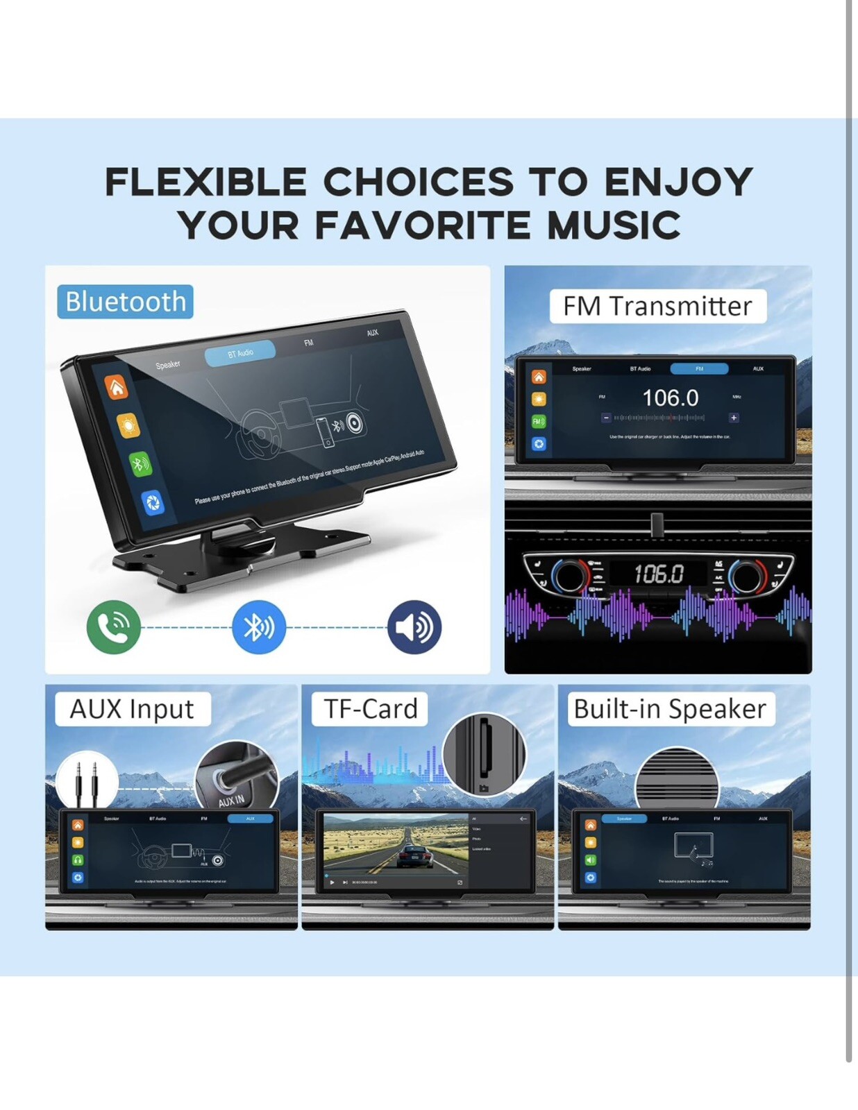 Wireless Portable Carplay Screen for Car, 10.26″ HD IPS Apple Carplay and And…