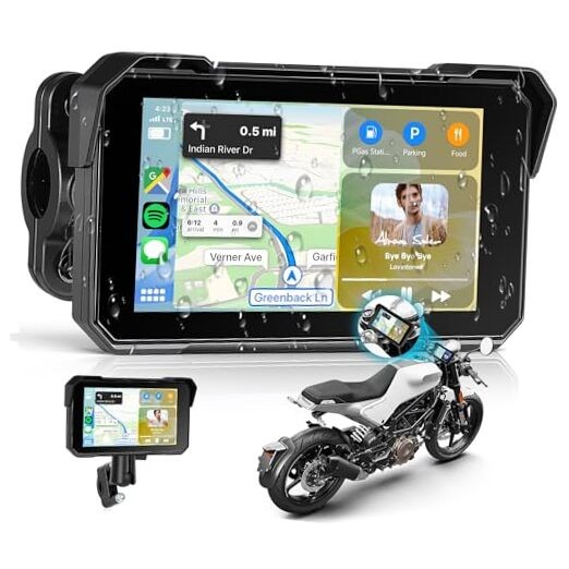 5 Inch Portable Wireless CarPlay & Android Auto Motorcycle Screen IP68