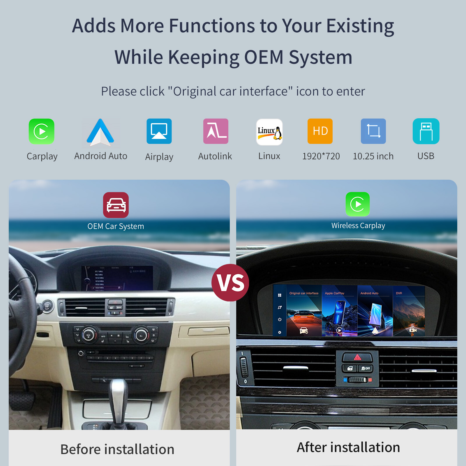 Carplay/Android Auto 8.9 Touch screen Receiver for BMW 3/5er 2005-2012 CCC/CIC