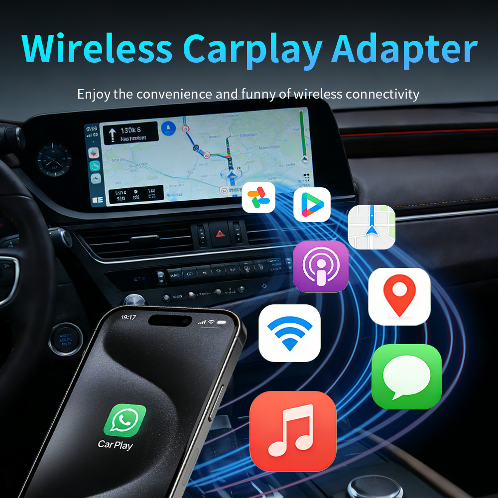 Wireless CarPlay Adapter For iPhone Apple Wireless Dongle Plug ＆Play USB Auto US