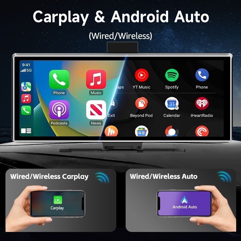 11.26″ Wireless CarPlay & Android Auto Screen with 64GB SD Card and Backup Camer