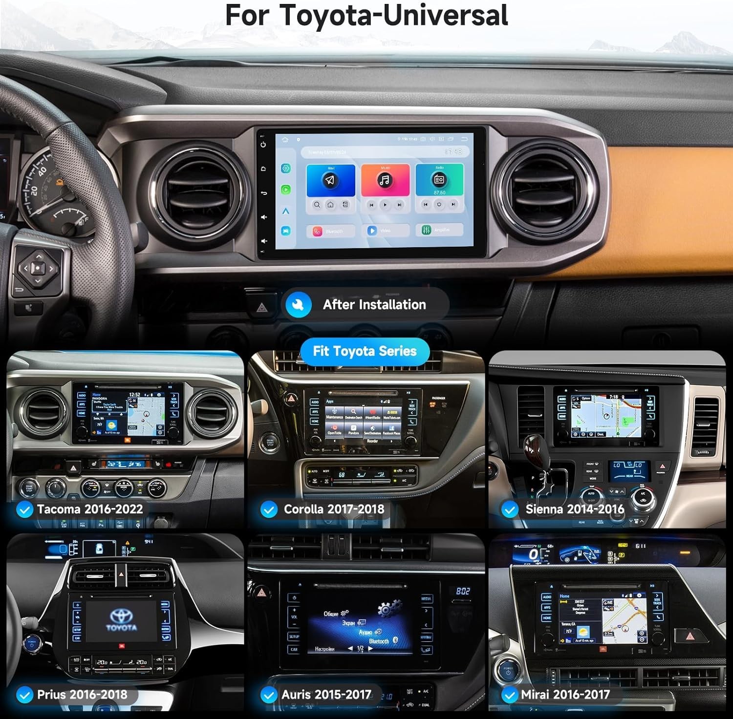 Dasaita Universal Fit Car Radio Android 13for Toyota Tacoma Corolla Sienna Prius