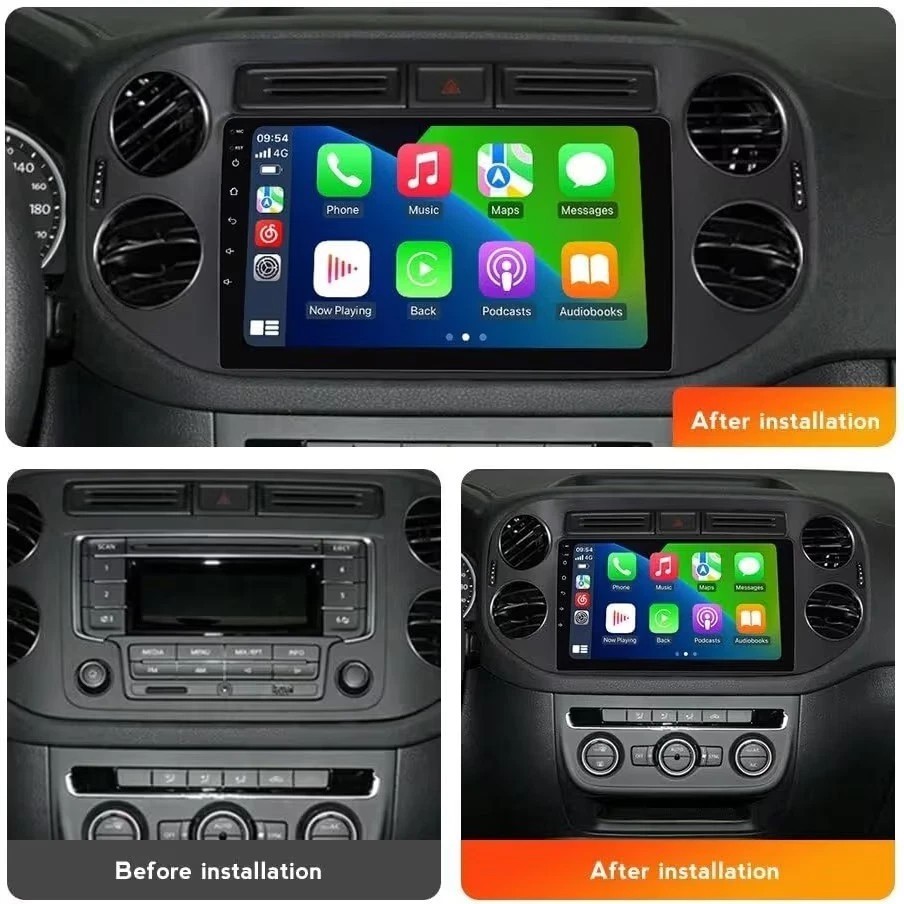 Wireless CarPlay Android Auto Adapter for VW Tiguan 2010-2015 Plug & Play 9 Inch