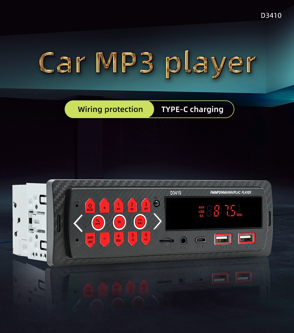Car MP3 Player Aux Input Stereo Audio In-Dash BT Call USB Bluetooth FM Receiver