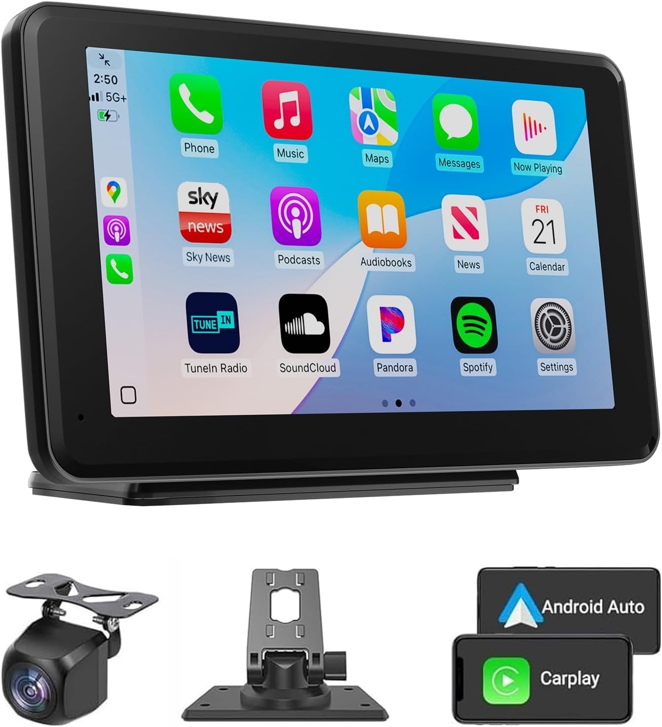 Portable 7-Inch Touchscreen Car Stereo: Bluetooth, GPS & Backup Camera Included