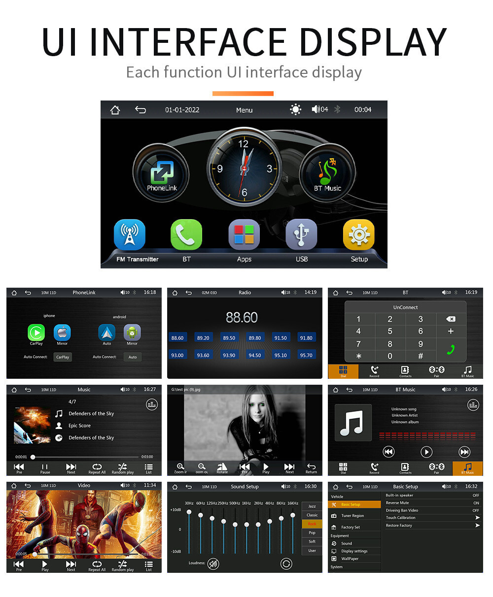 9in Radio Car Stereo Touch Screen MP5 Player BT For Apple CarPlay Android Auto