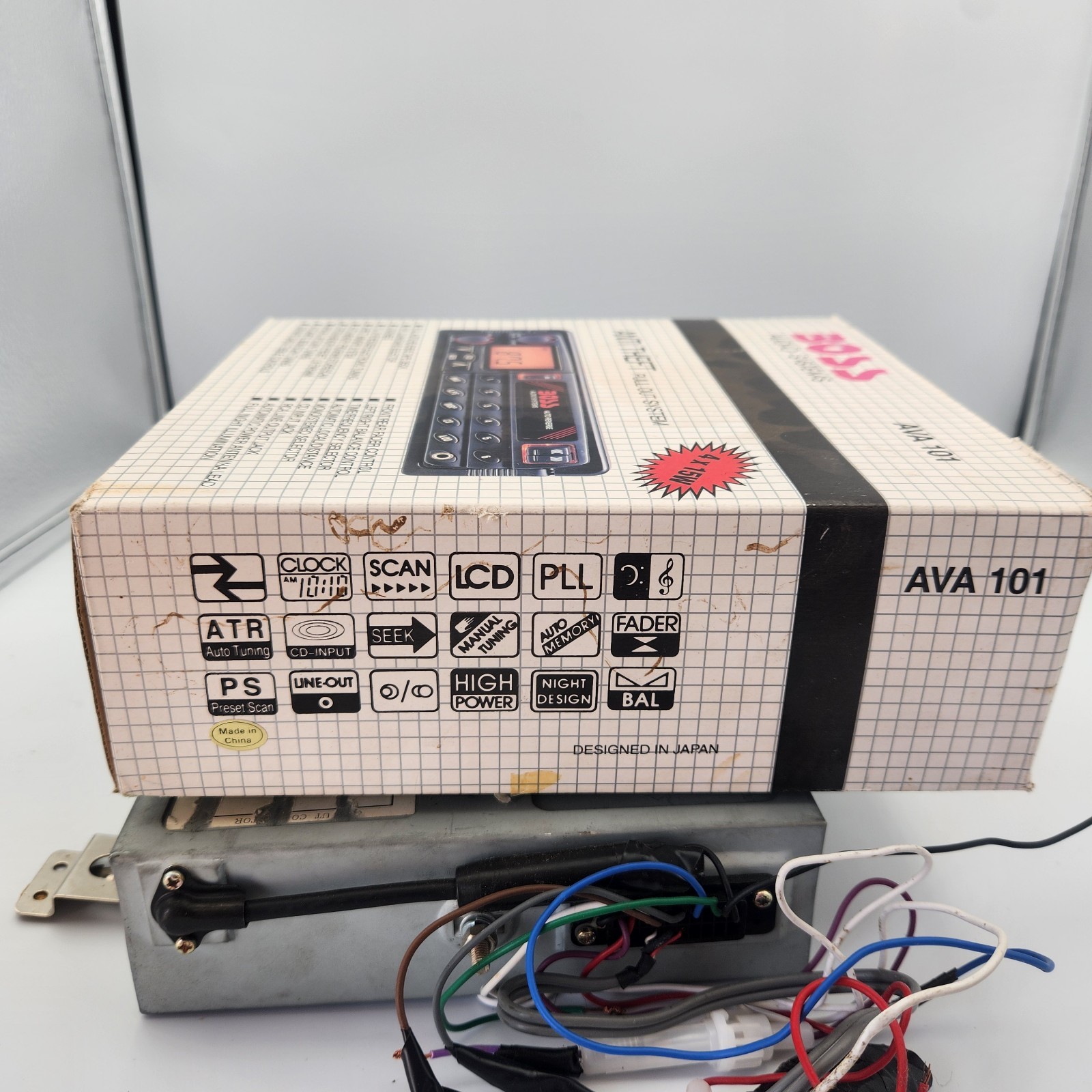 Vintage Boss Audio Systems AVA-101 Cassette Tape Car Radio Stereo With Box