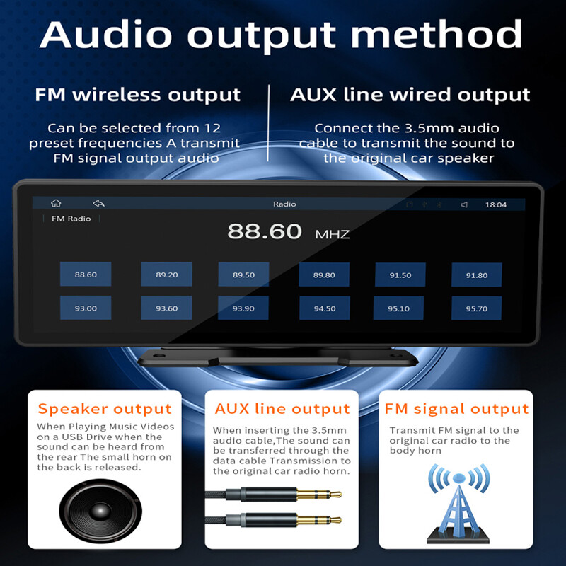 9″ Portable Bluetooth Wireless Carplay AndroidAuto Touchscreen Car Stereo Camera