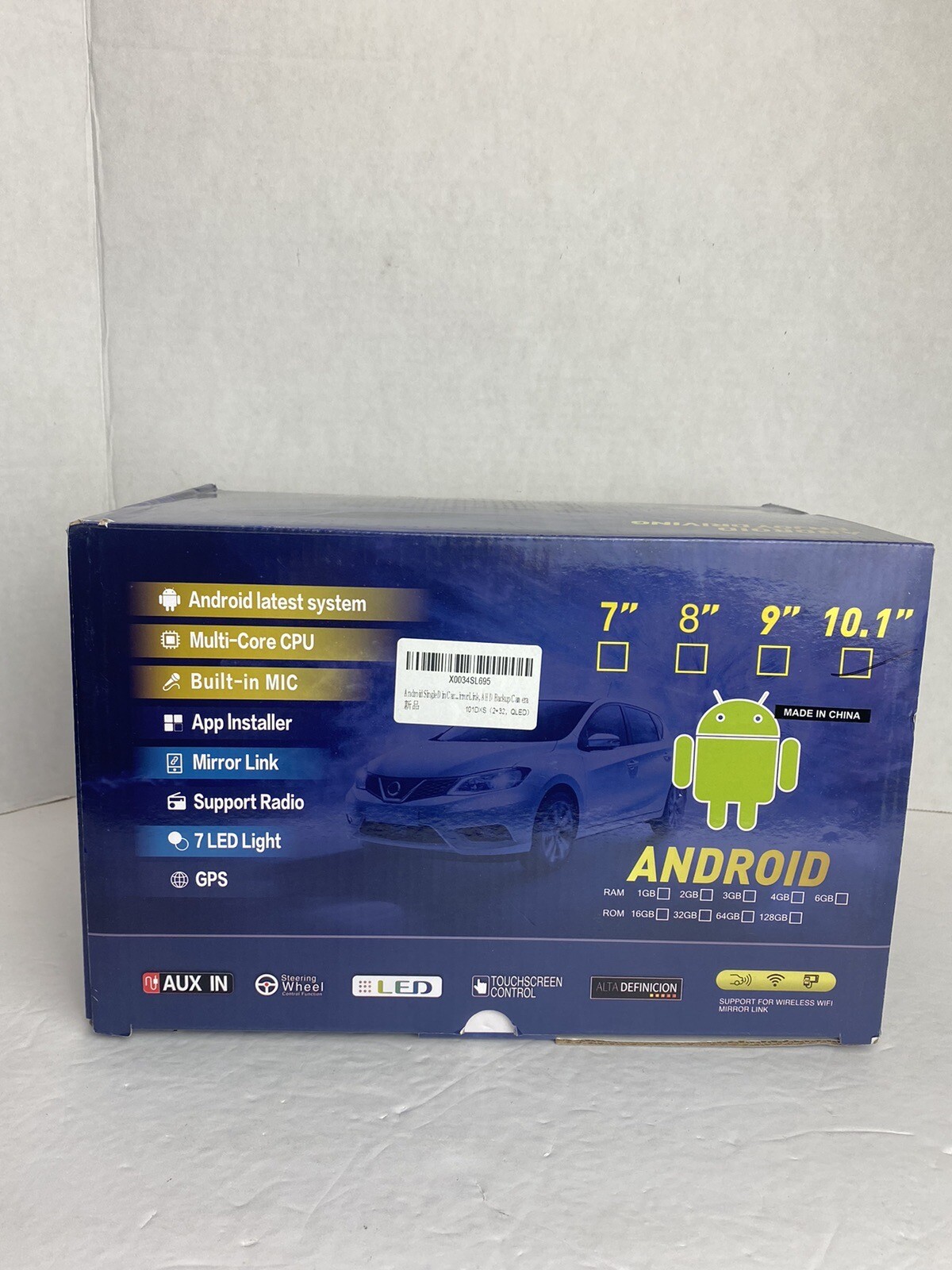 Android Car Stereo 10.1 Single Din 2+32GB Backup Camera Mirror Link Auto QLED