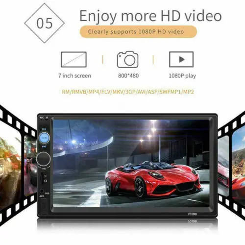 7inch HD 2Din Touch Screen Car Stereo MP5 Player Radio Android IOS USB/TF+Camera