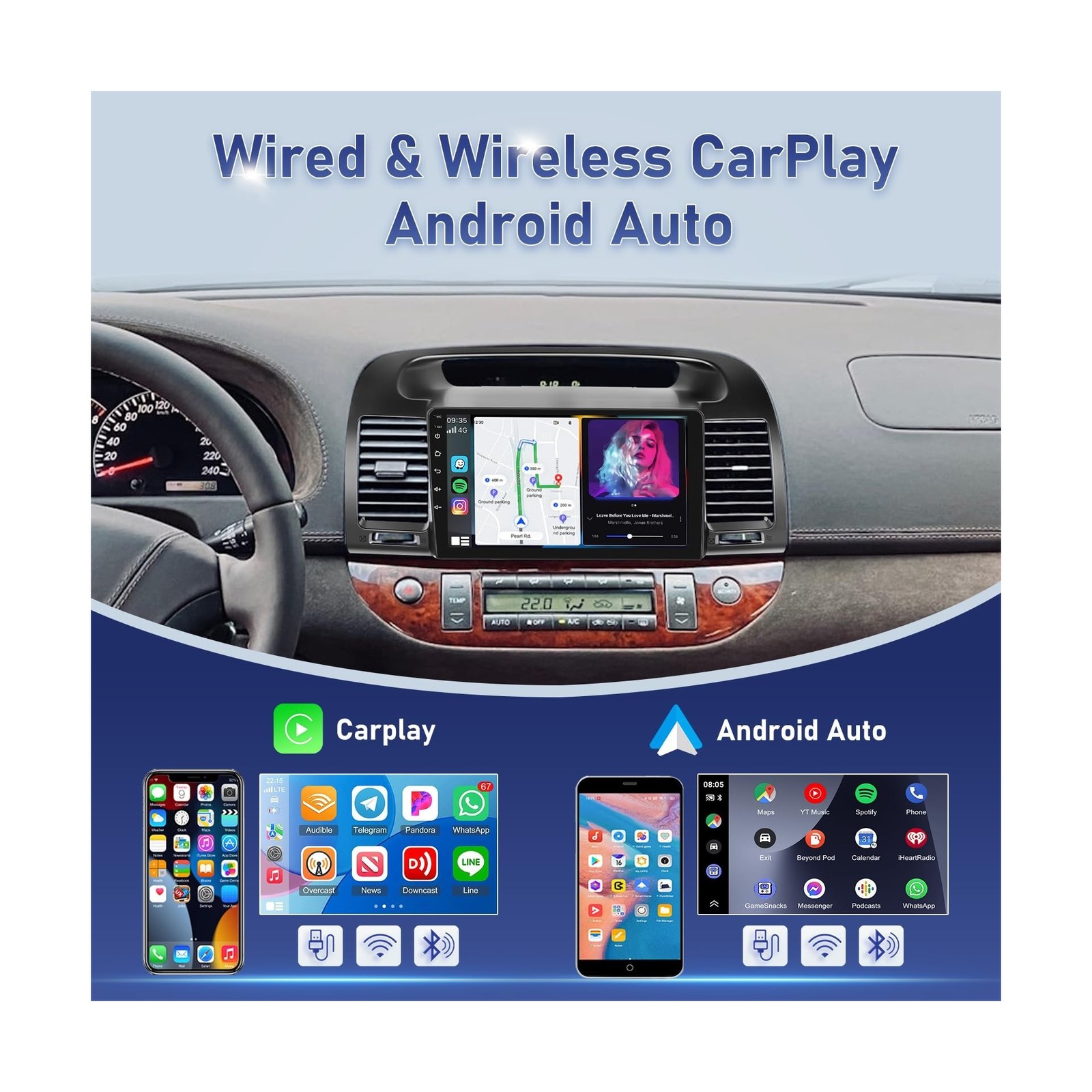 [2GB+64GB] Car Radio for Toyota Camry 2000-2006 with Carplay&Android Auto, 9 …