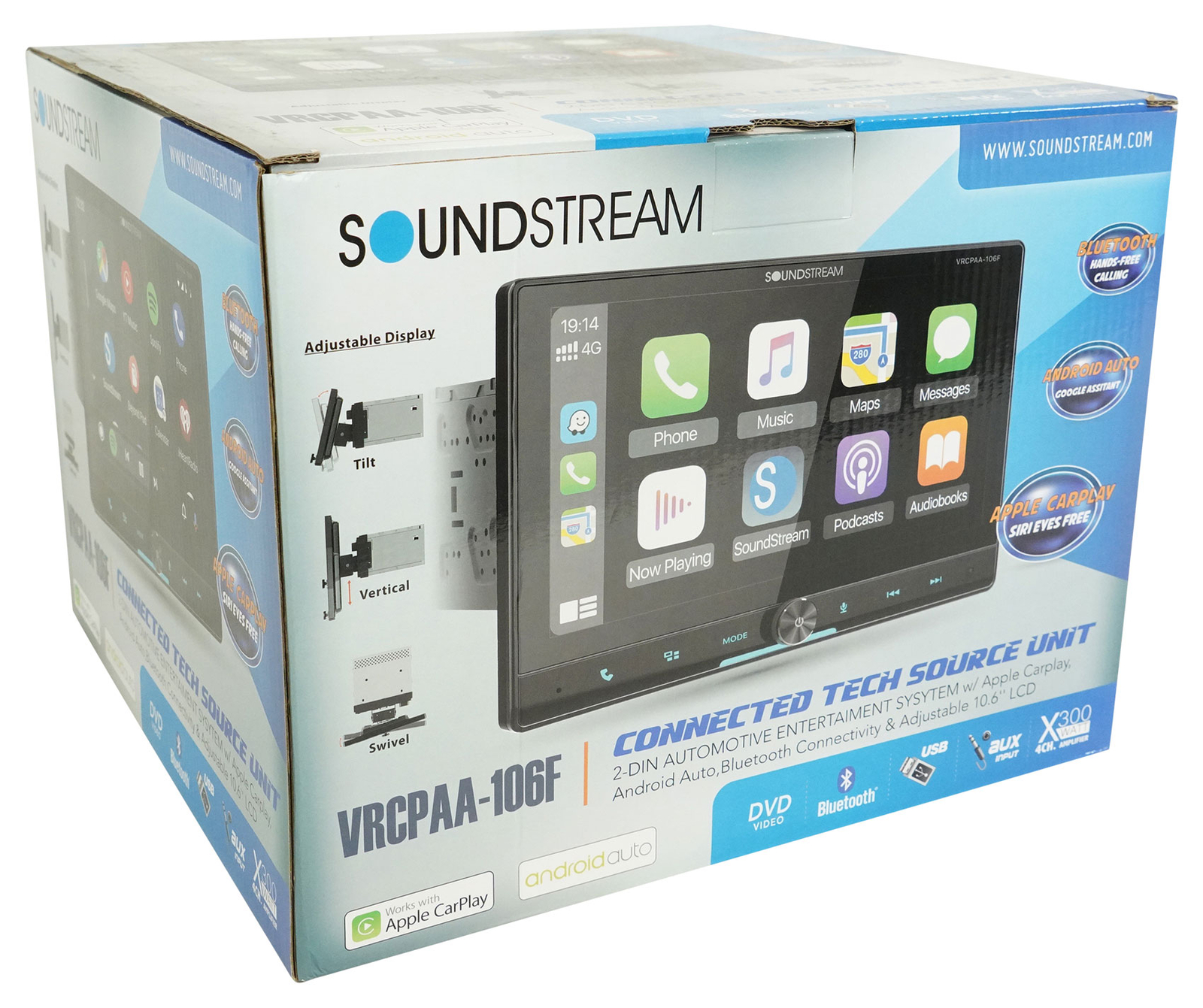 Soundstream VRCPAA-106F 10.6″ Car Monitor Bluetooth/Carplay/Android Receiver