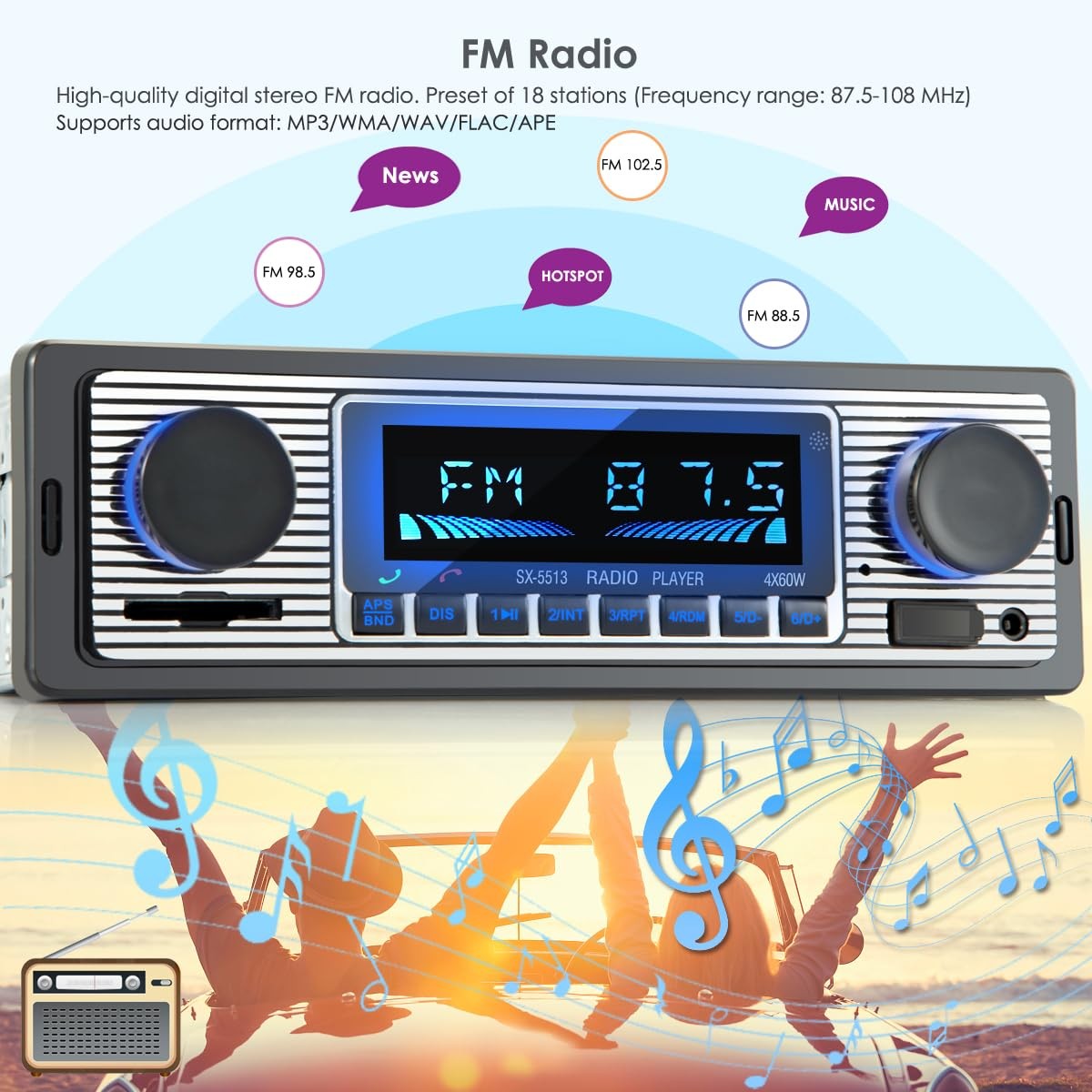 Single din Car Stereo with Bluetooth/car Radio Bluetooth for car Hands Free C…