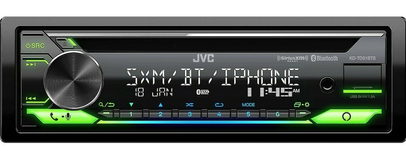 JVC KD-TD91BTS Bluetooth CD Player Android iPhone Pandora MP3 AM FM XM USB Aux