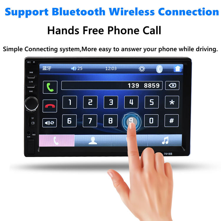 7″ Double 2 DIN Car MP5 Player Bluetooth Touch Screen Stereo Radio With Camera