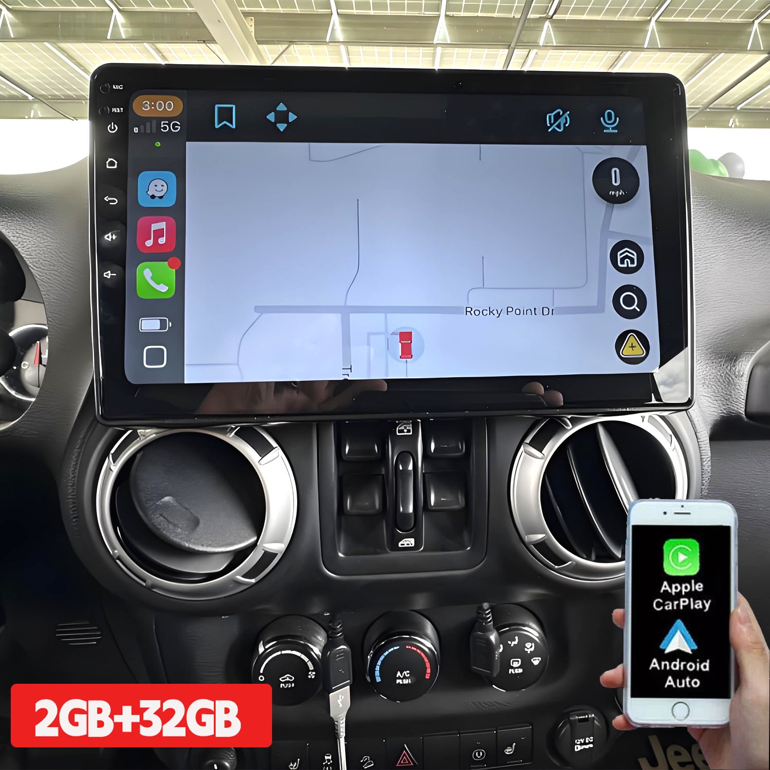10.1″ For Jeep Wrangler JK 2007-2017 Apple Carplay Android 13 Radio GPS Navi FM