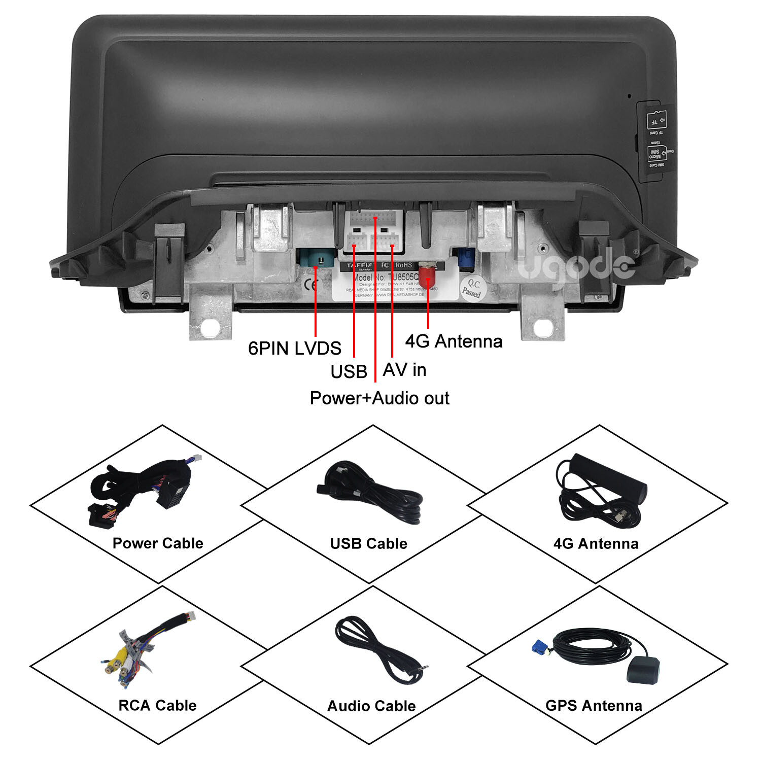 Ugode 10.25inch 8+128G Android13 Screen UPGRADE CARPLAY BMW X1 F48 2016-2017 NBT