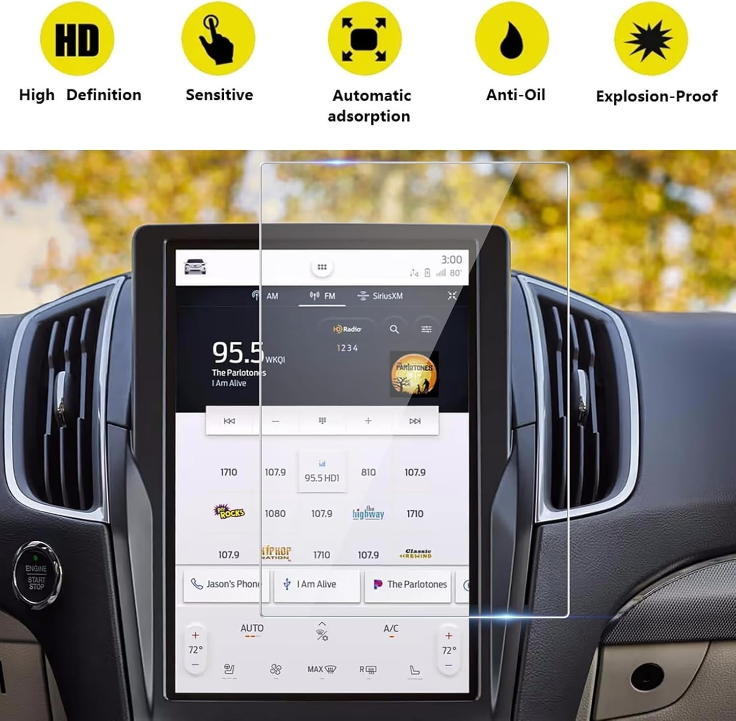 152x91mm Screen Protector for Auto Double Din Car Stereo / Car Radio / CarPla…