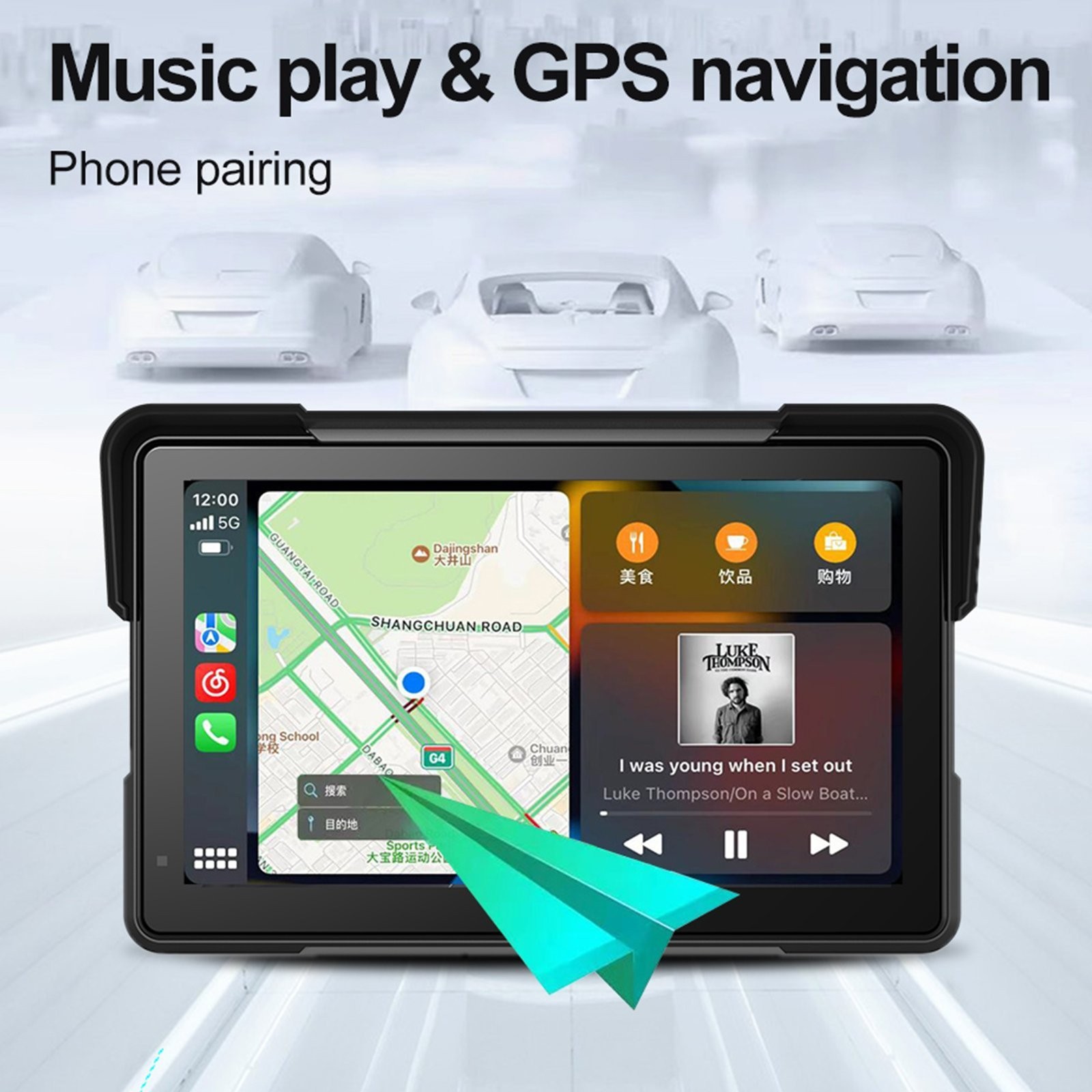 7″ Motorcycle Motorbike GPS Carplay Screen Wireless CarPlay & Android Auto +WiFi
