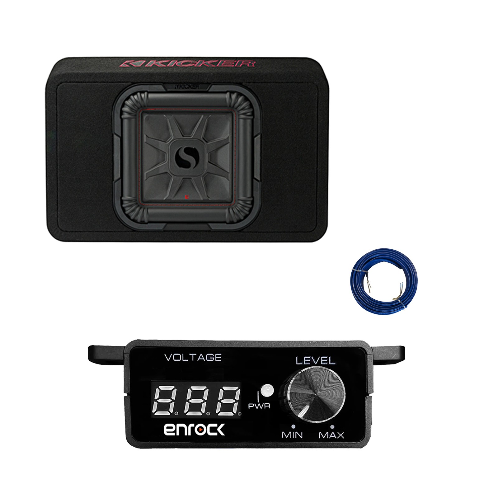 Kicker 10″ 1000 Watt DVC Car Subwoofer Enclosure, Bass Knob with Wire