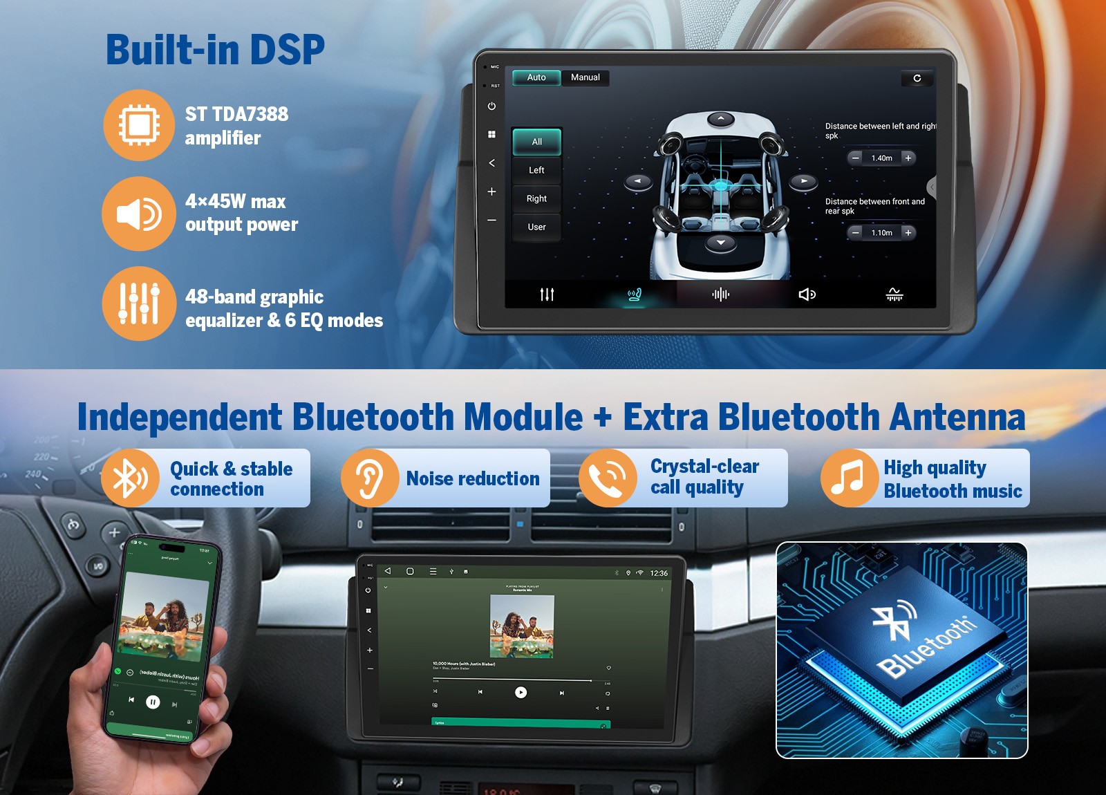 Eonon E46X7 9″ IPS Android 14 for BMW E46 Car Stereo Radio CarPlay GPS Bluetooth
